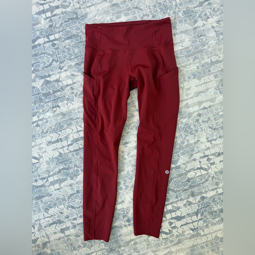 Lululemon Rust Colored Running Leggings Pockets